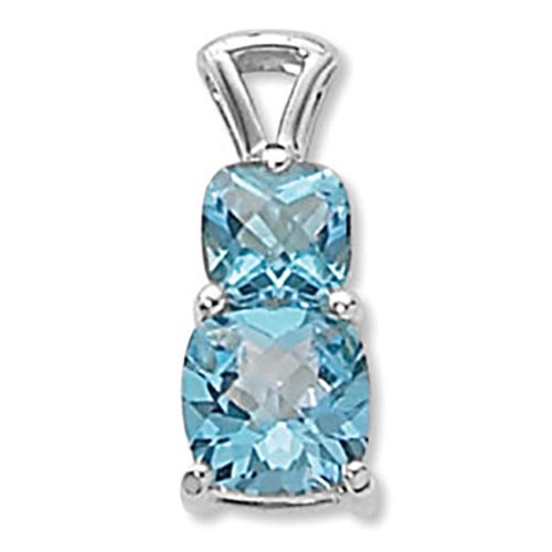 Swiss Blue Topaz Pendant - 14K White Gold