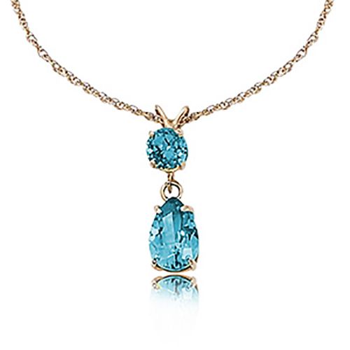 Swiss Blue Topaz Pendant With Chain - 14K Yellow Gold - 80196BT18