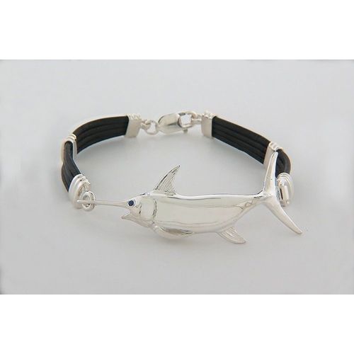 Swordfish Black Leather Bracelet - SB105