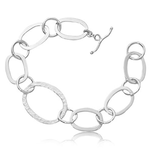 Tailored Ovals Round Link Bracelet - Sterling Silver 7.5 Inch