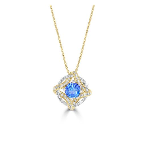 Tanzanite All Diamond Semi Mount Round Twist Pendant