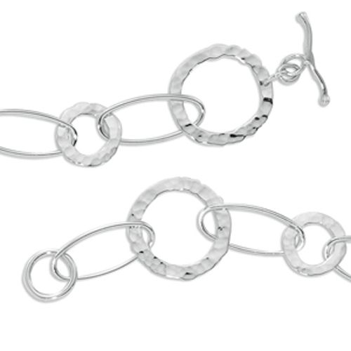 Sterling Silver Tapering Circles 7.5 Inch  Brac. Bracelet - 902452HAM7-5-SS