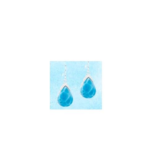 Tear Drop Larimar Earrings W/side Design  - MAL123SE