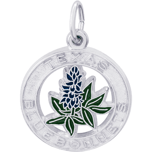 Texas Bluebonnets Charm - 14K White Gold - 10-1649-wg