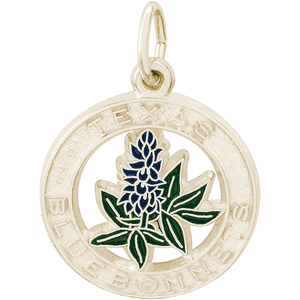Texas Bluebonnets Charm - Gold Plated - 10-1649-gp