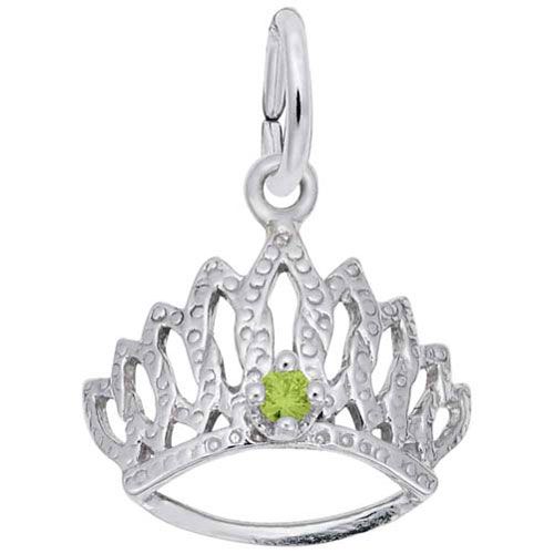 Tiara W/birthstone-aug Charm 14K While Gold - 10-1548-8-14KW