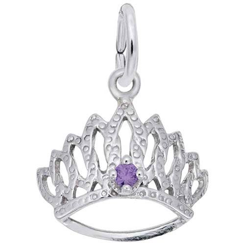 Tiara W/birthstone-feb Charm Sterling Silver - 10-1548-2-SS