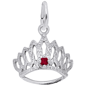 Tiara W/birthstone-jan Charm Sterling Silver - 10-1548-1-SS