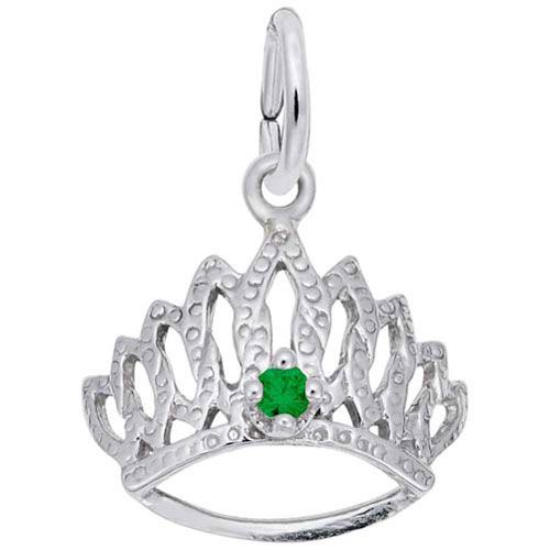 Tiara W/birthstone-may Charm 14K While Gold - 10-1548-5-14KW