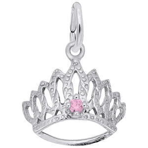 Tiara W/birthstone-oct Charm 14K While Gold - 10-1548-10-14KW