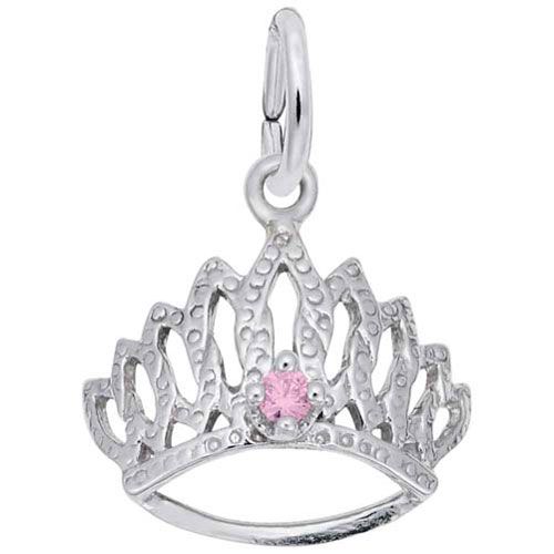 Tiara W/birthstone-oct Charm 14K While Gold - 10-1548-10-14KW