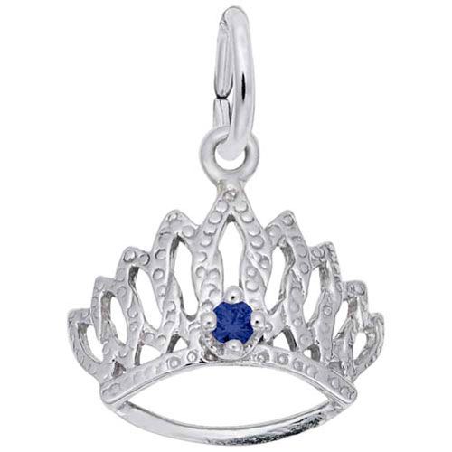 Tiara W/birthstone-sept Charm Sterling Silver - 10-1548-9-SS