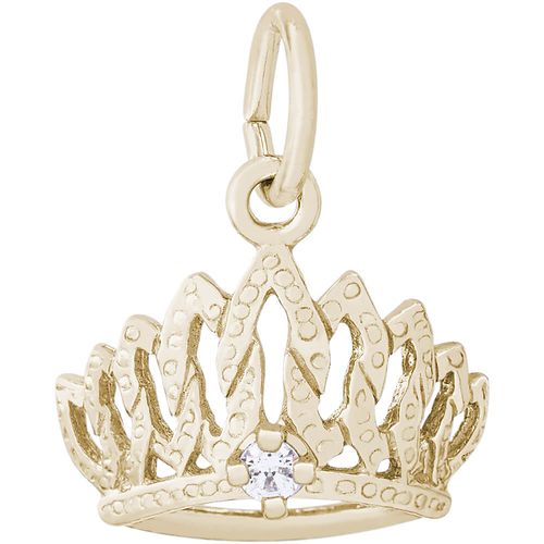 Tiara With Stone Charm - Gold Plated - 10-1548-gp