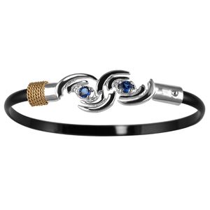 Titanium Irmaria Hurricane Bracelet - Sterling Silver Hook 14K Gold Wrap 4mm 8 Inch