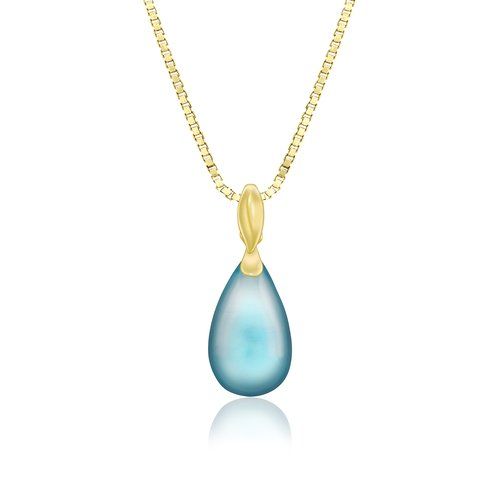 Topaz Waterdrop Pendant with Maile Leaf, Hawaiian Inspired  Pendant, TBP-402