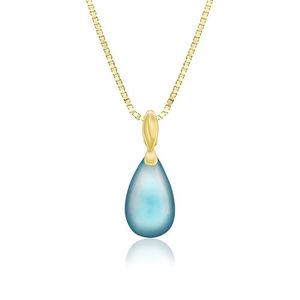 Topaz Waterdrop Pendant with Maile Leaf, Hawaiian Inspired  Pendant, TBP-402