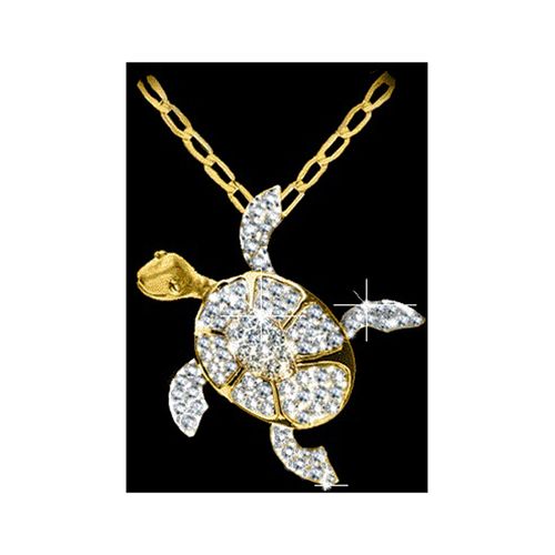 Tortoise Diamond Pave Pendant - 14K Yellow Gold