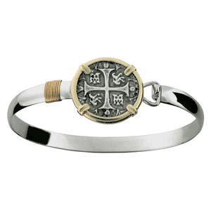 Atocha Treasure Coin Bracelet - Sterling Silver & 14K Gold 6mm 8 Inch
