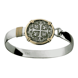 Atocha Treasure Coin Bracelet - Sterling Silver & 14K Gold 8mm 7 Inch