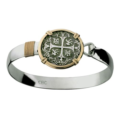 Atocha Treasure Coin Bracelet-Silver & 14K Gold 8mm 8.5 Inch