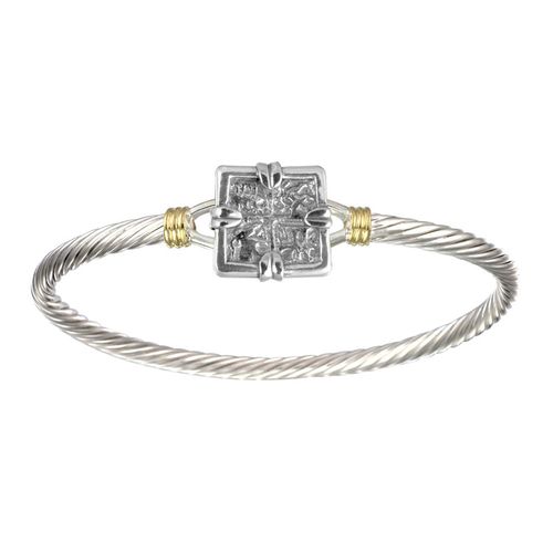Treasure Coin Cable Bracelet - Sterling Silver & Gold 3.5mm 6.5 Inch