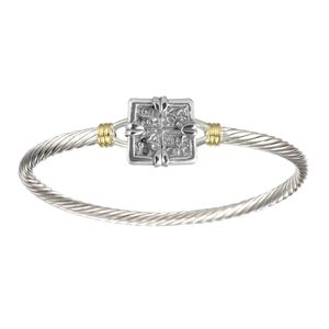 Treasure Coin Cable Bracelet - Sterling Silver & Gold 3.5mm 6.5 Inch
