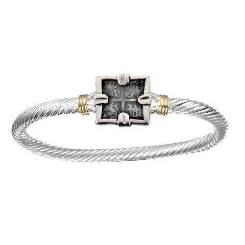 Treasure Coin Cable Bracelet - Sterling Silver & Gold 5mm 6.5 Inch