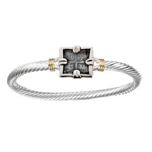 Treasure Coin Cable Bracelet - Sterling Silver & Gold 5mm 6.5 Inch
