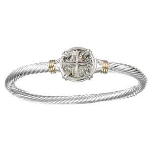 Treasure Coin Cable Hook Bracelet - Silver & 14K Gold 5mm 7.5 Inch