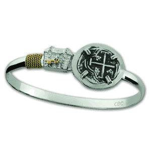 Treasure Coin Hook Bracelet - Sterling Silver & 14K Gold 5mm 7.0 Inch