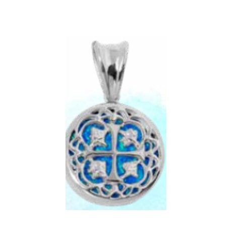 Treasure Coin Large Created Opal Charms & Pendants  - PSTCOPLG