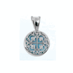 Treasure Coin Small Larimar Charms & Pendants W/14ky Cross  - PCTCLSM