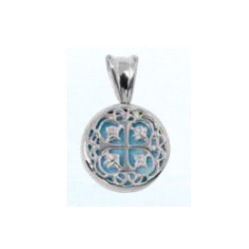 Treasure Coin Small Larimar Charms & Pendants W/14ky Cross  - PCTCLSM