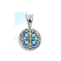 Treasure Coin Small Opal Created Charms & Pendants W/14ky Cross  - PCTCOPSM