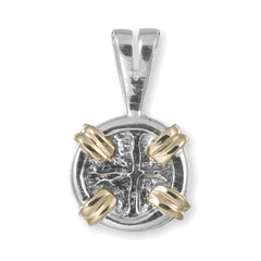 Treasure Coin Spanish Replica Pendant - Sterling Silver & 14K Gold