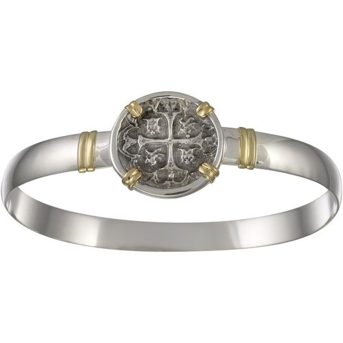 Treasure Coin Bracelet - Sterling Silver & 14K Gold 8mm 7.5 Inch
