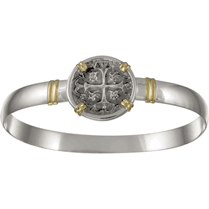 Treasure Coin Bracelet - Sterling Silver & 14K Gold 8mm 7 Inch