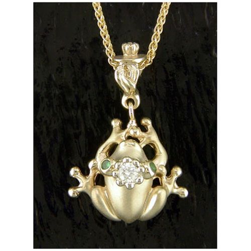 Tree Frog Prince Style Pendant - 14K Gold  - SD-FGP822