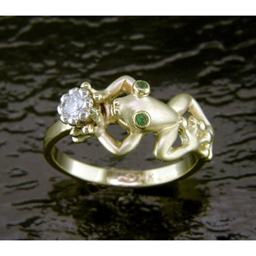 SDFGR430 Tree Frog Ring with Diamond 14K Gold