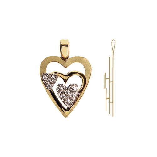 Tri Heart Pave Pendant - 14K Yellow Gold