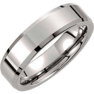 Tungsten 6 mm Beveled-Edge Band Size 9 - TAR035:00007:P