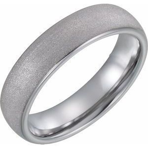 Tungsten 6 mm Rounded Edge Domed Sandblasted Band Size 9 - TAR262:0007:P