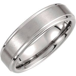 Tungsten 6 mm Satin and Polished Edge Band Size 10.5 - TAR204:0007:P