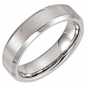 Tungsten 6 mm Satin & Polished Beveled-Edge Band Size 10 - TAR105:105:P