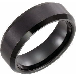 Tungsten 8 mm Black Immerse Plated Satin Finish Band Size 7.5 - TAR008B:104:P