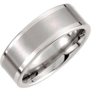 Tungsten 8 mm Flat Band with Satin Finish Center Size 11 - TAR100:109:P