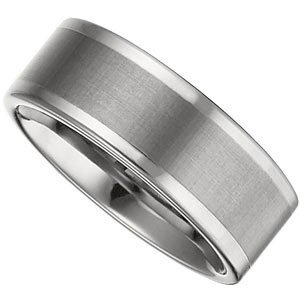 Tungsten 8 mm Flat Band with Satin Finish Center Size 12 - TAR100:111:P