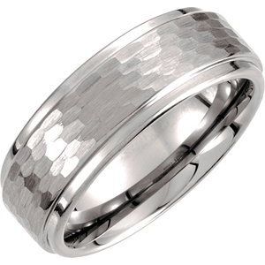 Tungsten 8 mm Ridged Band with Bark Finish Size 11 - TAR499:111:P