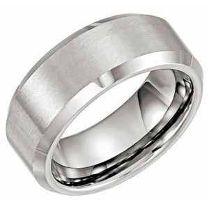 Tungsten 8 mm Satin & Beveled-Edge Band Size 11 - TAR008:0005:P