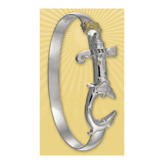Turks and Caicos Caribbean Destination Bracelet - Sterling Silver & 14K Gold 6mm Wide